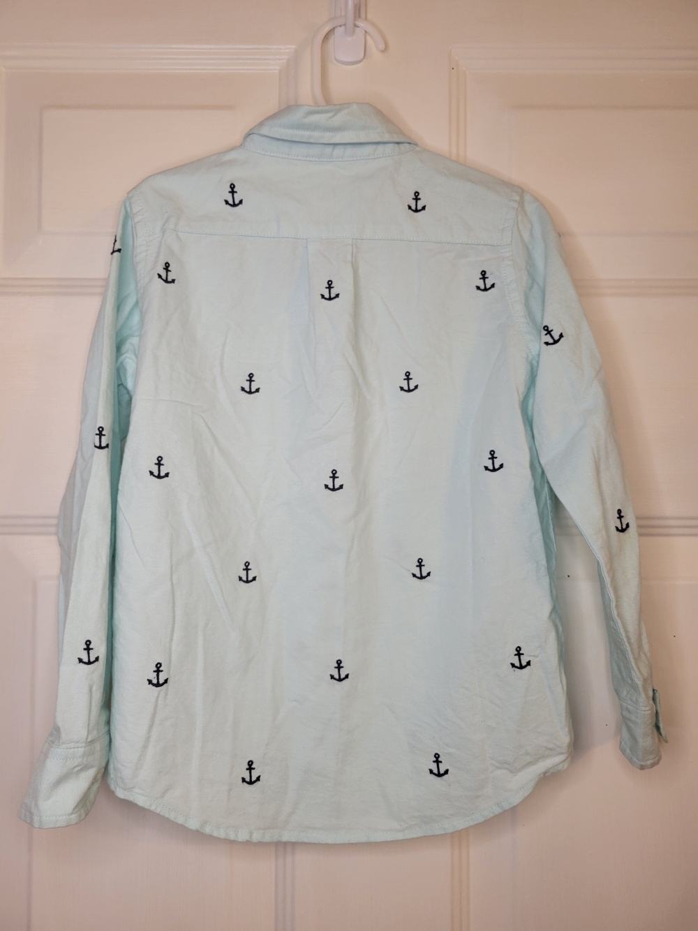 Janie and Jack Boys' Light Blue Anchor Button-Down Shirt - Picture 6 of 7